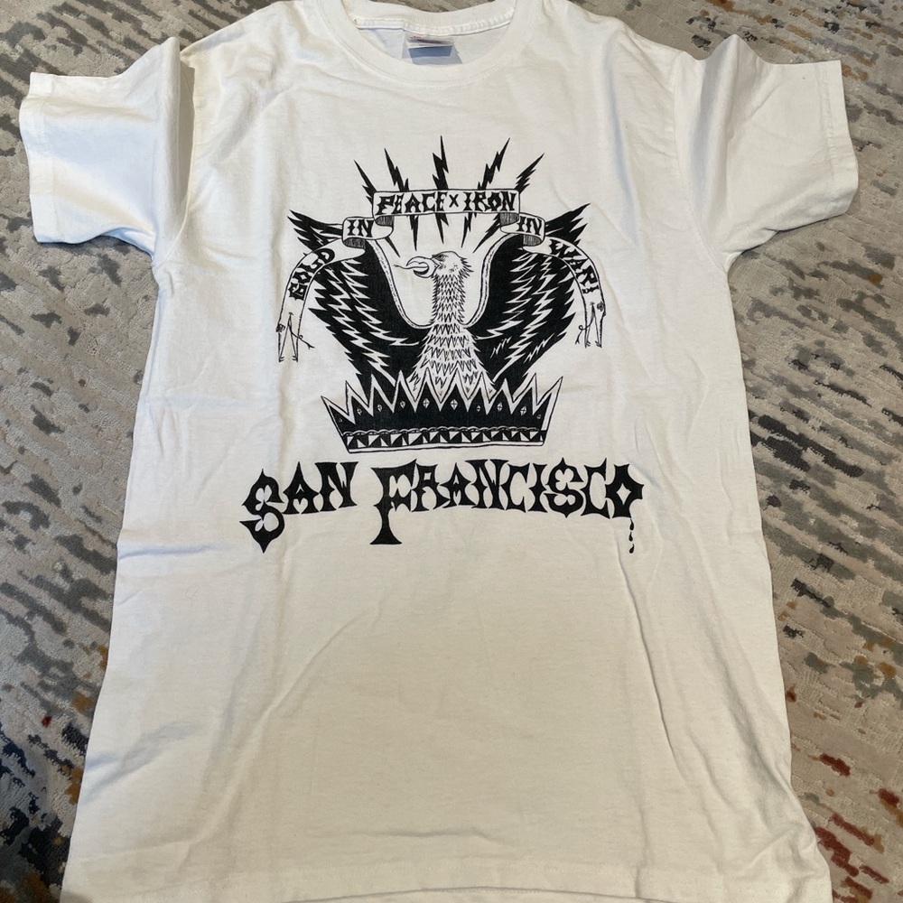 Vintage PeaceXIron White and black San Francisco Eagle tee size S
